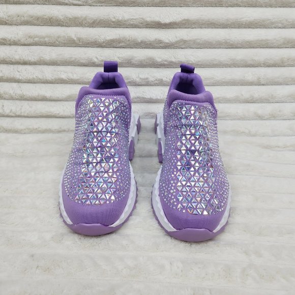 Presto Light Weight Slip on Purple Rhinestone Sneakers - Running Shoes J - Picture 10 of 14